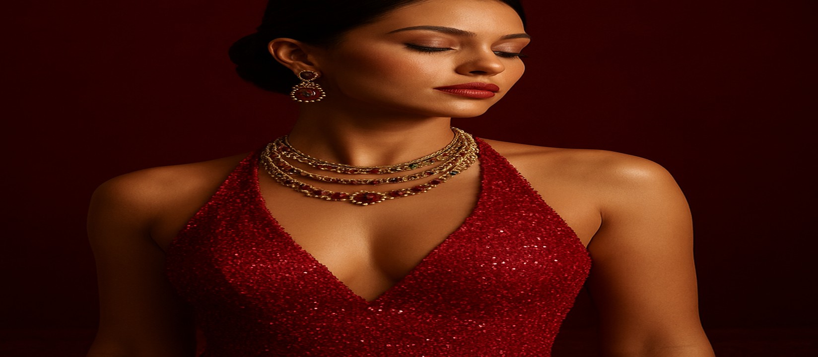 kkff গেমিং প্ল্যাটফর্ম টেবিলে একটি মার্জিত লাল পোশাক পরা নারী ডিলার